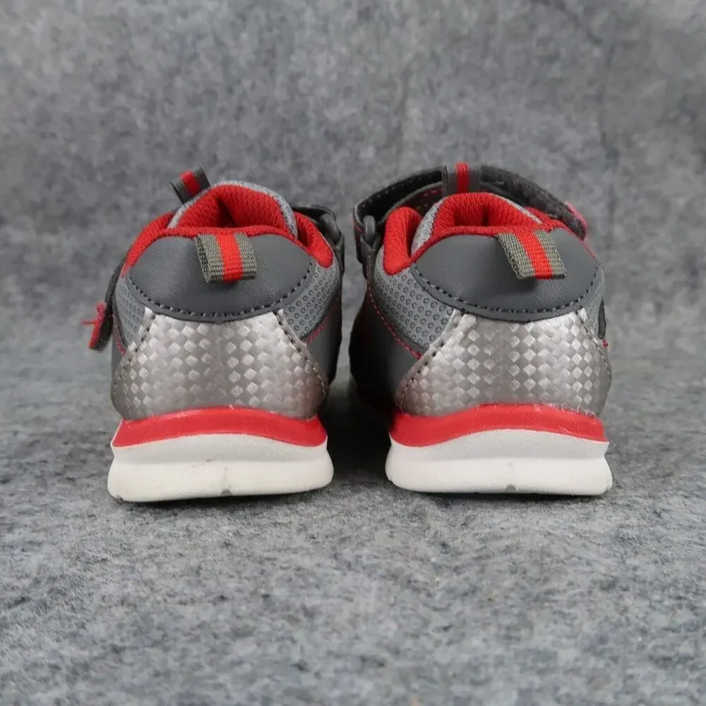 Athletic Works Shoes Baby 5 Sneakers Bungee Active Adjustable Strap Gray Red Kid